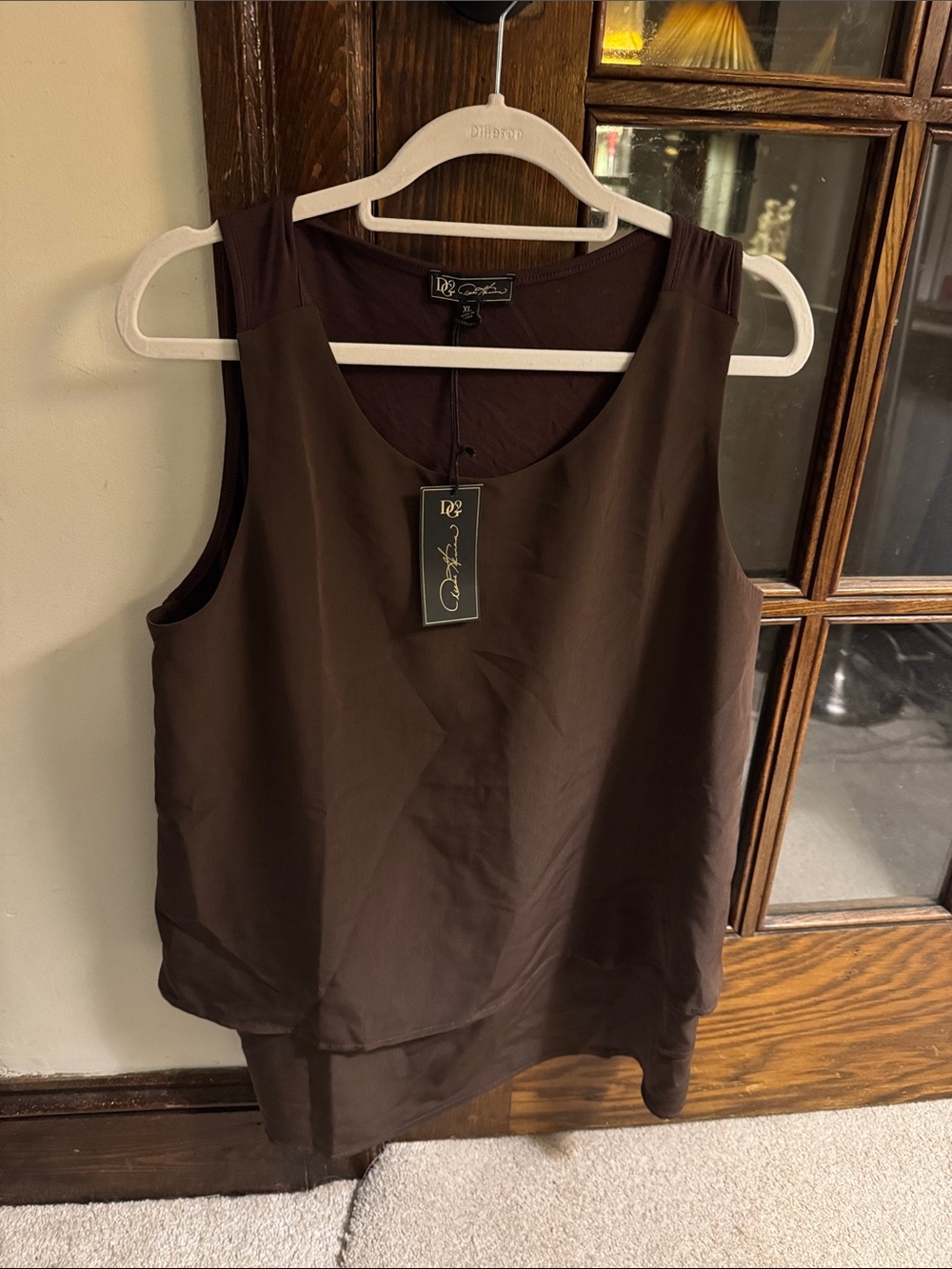 DG2 by Diane Gilman Brown Layered Sleeveless Camisole